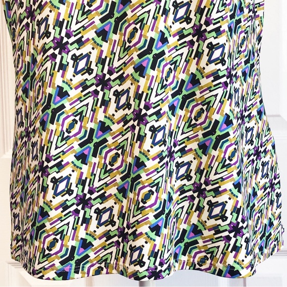 Tahari ASL Colorful Geo Print Stretch Sleeveless Tank Blouse 12 - Picture 9 of 14